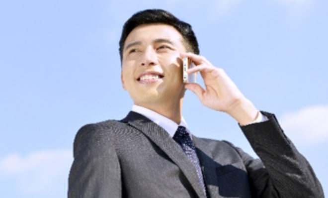 A businessman on the phone